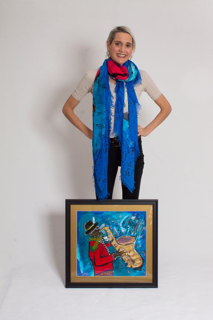 JAZZ IS A LIFESTYLE ORIGINAL SILK PAINTING BY CYDNEY