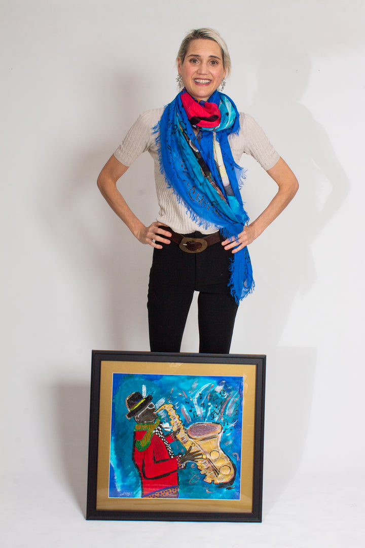 JAZZ IS A LIFESTYLE ORIGINAL SILK PAINTING BY CYDNEY