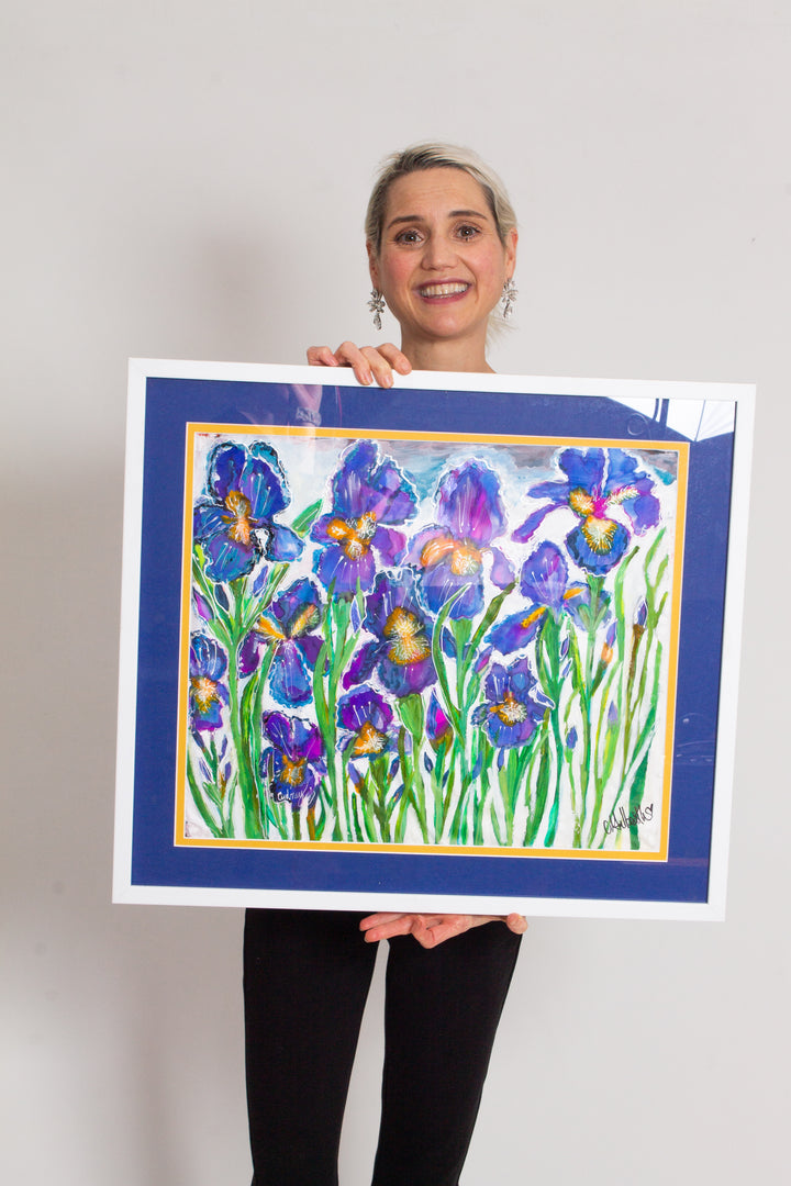 THE QUEBEC BLUE FLAG IRIS- THE ROYAL PRIESTHOOD  ORIGINAL SILK PAINTING BY CYDNEY