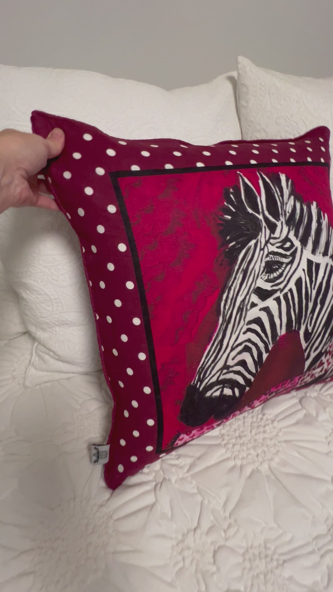 D-184 HEALING STRIPES - RED ZEBRA - Large Luxury Organic Linen Sham, 22" x 22"