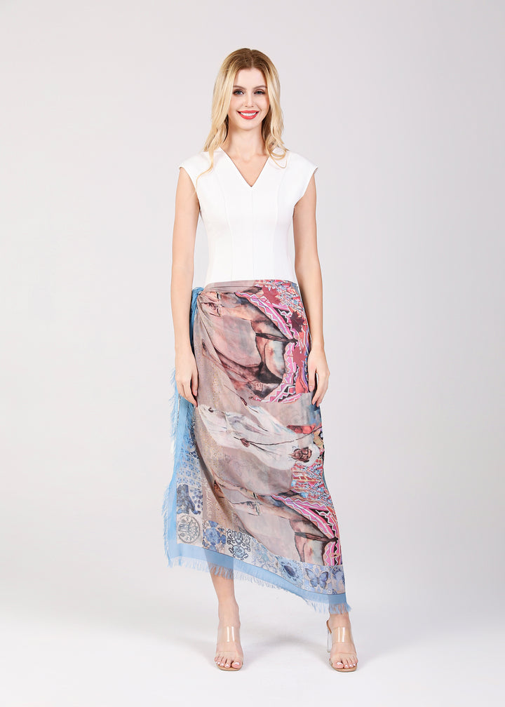 D-408 BEHOLD THE CAMELS ARE COMING! SILK MODAL LARGE SCARF
