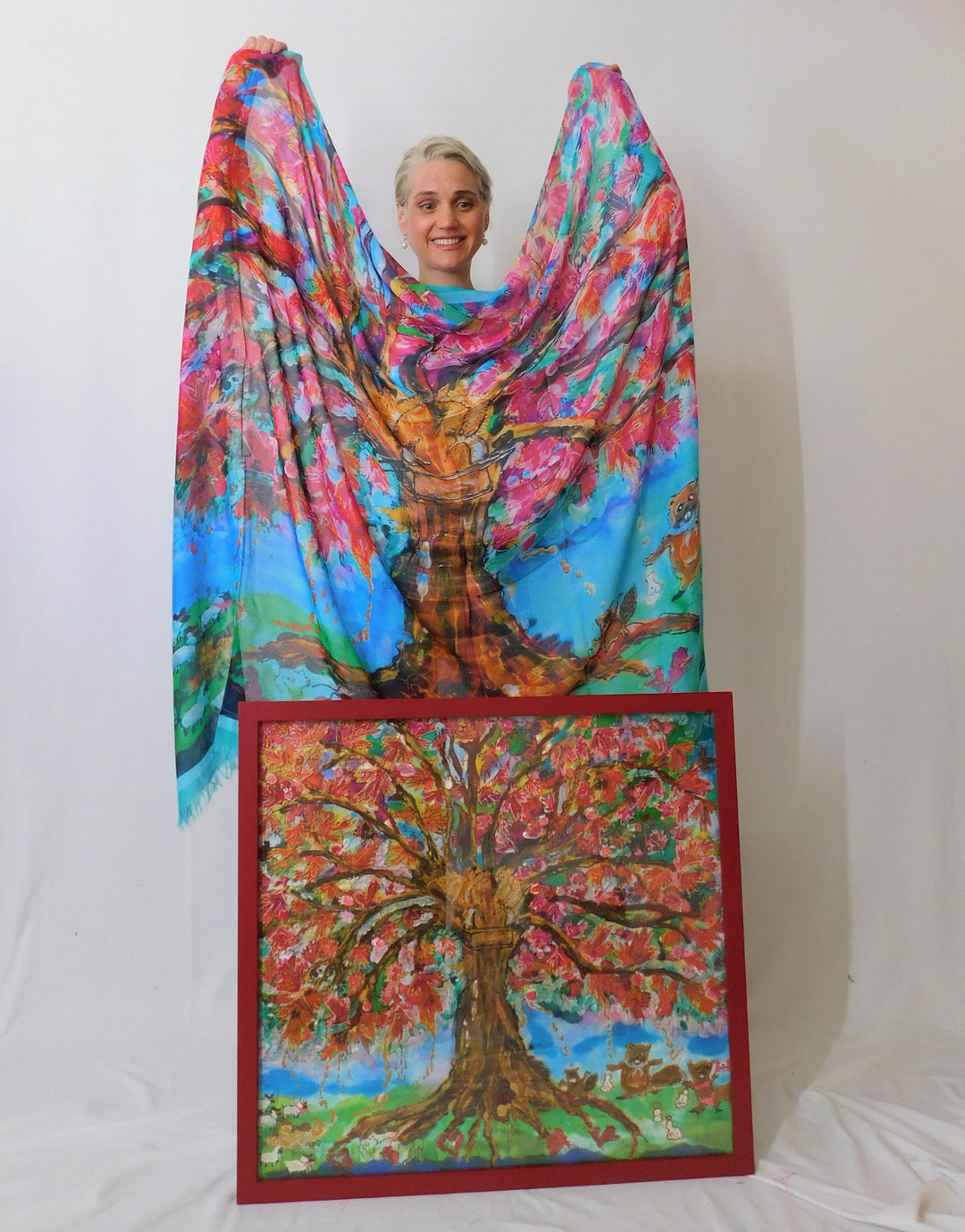OIL FLOW - GLORIOUS MAPLE TREE - ORIGINAL SILK PAINTING