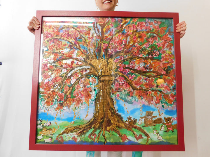 OIL FLOW - GLORIOUS MAPLE TREE - ORIGINAL SILK PAINTING
