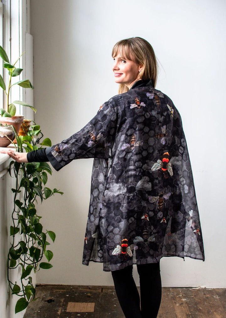 D-166K SWEETER THAN HONEY FROM THE HONEYCOMB SILK LINEN KIMONO