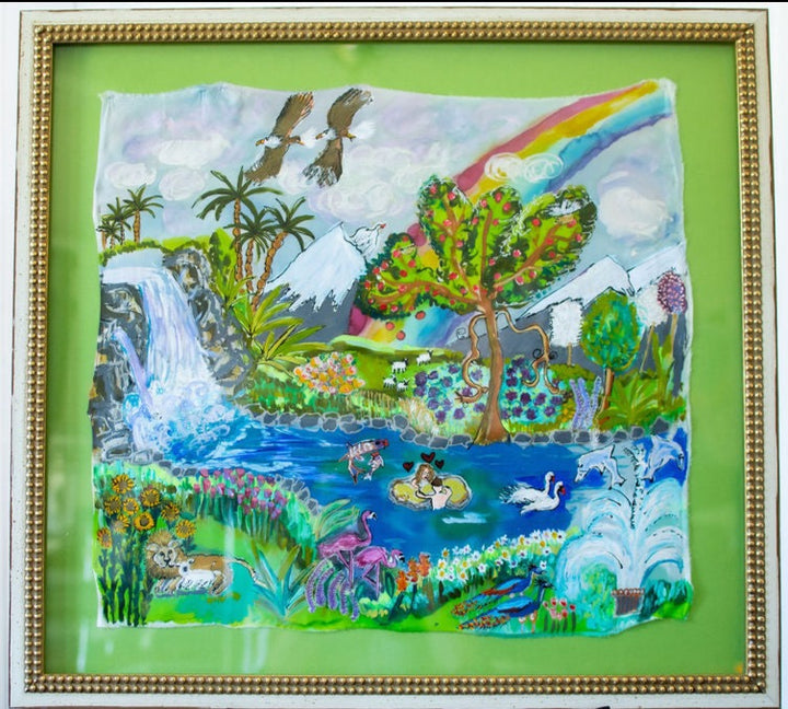 D-385 ORIGINAL SILK PAINTING BY CYDNEY - FULLY  RESTORED