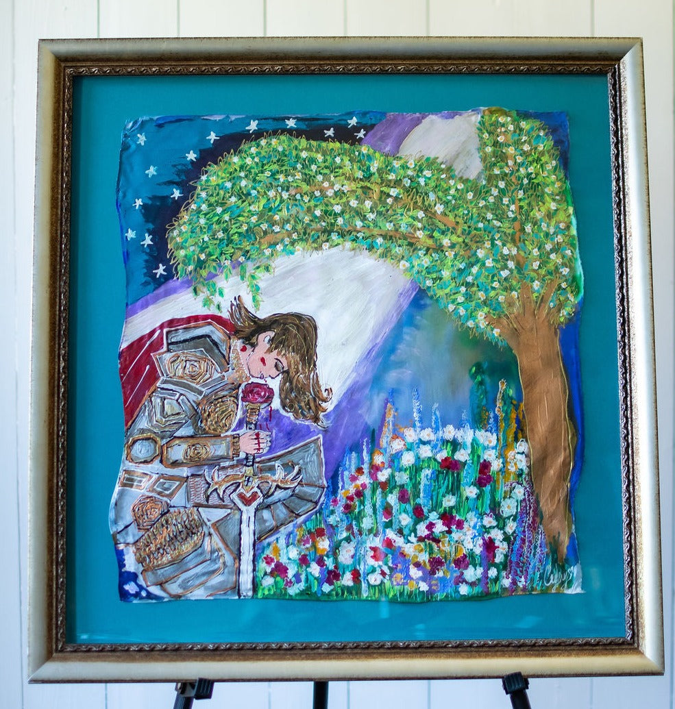 D-376  AN ORIGINAL SILK PAINTING by CYDNEY            SURRENDER