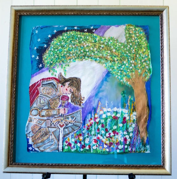 D-376  AN ORIGINAL SILK PAINTING by CYDNEY            SURRENDER