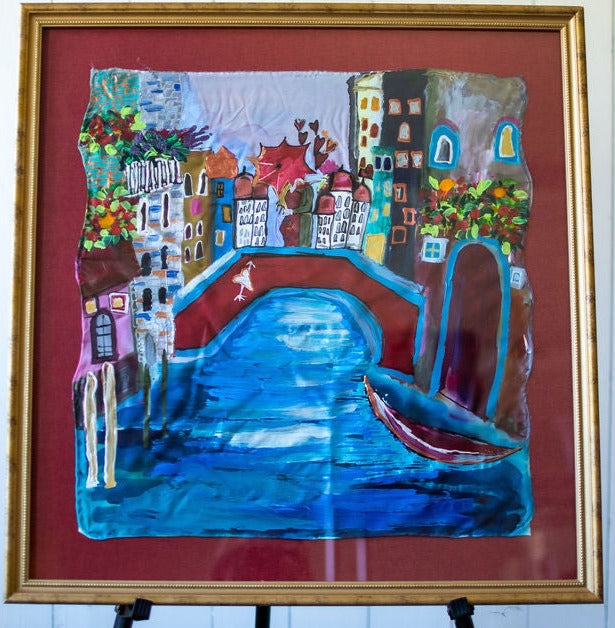 D-345   AN ORIGINAL SILK PAINTING by CYDNEY                 THAT IS AMORE!!
