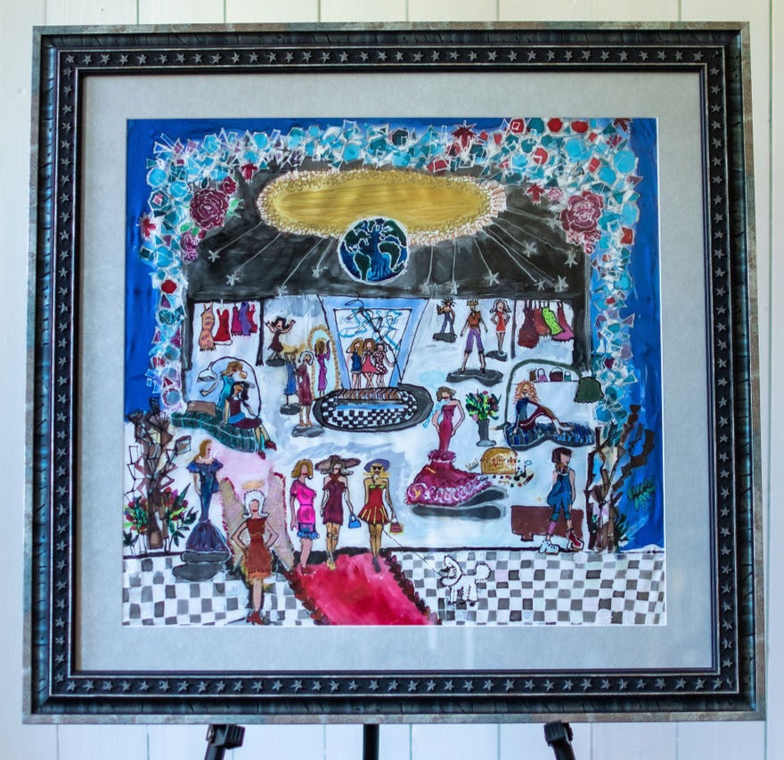 D-358   AN ORIGINAL SILK PAINTING by CYDNEY                   FASHION WORLD REMIX