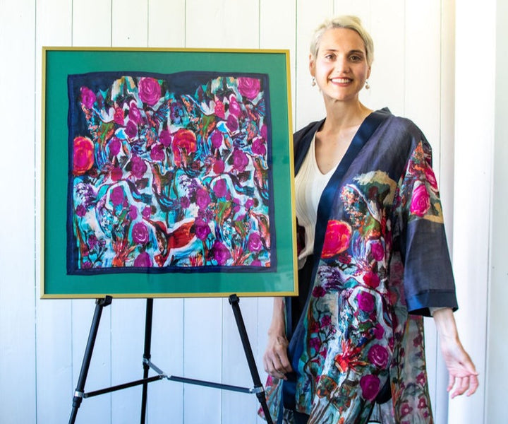 D-197  SILK PAINTING by CYDNEY        LOVE'S EYE IS ON THE SPARROW