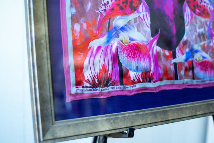 D-223 SILK PAINTING by CYDNEY - THE PINK LADYSLIPPER ORCHID - A TRUE FACHION WORSHIPPER