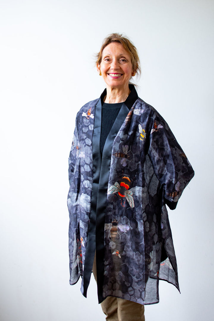 D-166K SWEETER THAN HONEY FROM THE HONEYCOMB SILK LINEN KIMONO