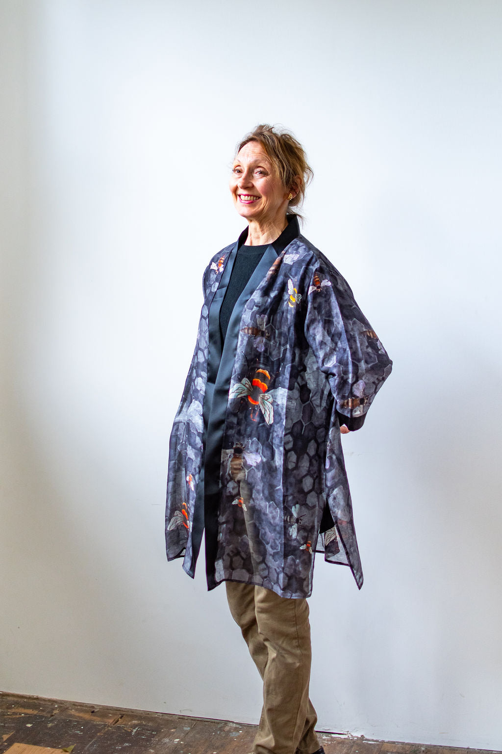 D-166K SWEETER THAN HONEY FROM THE HONEYCOMB SILK LINEN KIMONO