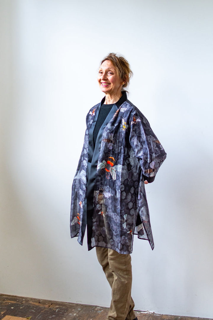 D-166K SWEETER THAN HONEY FROM THE HONEYCOMB SILK LINEN KIMONO