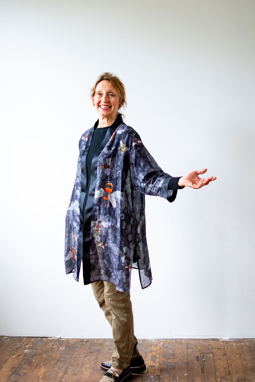 D-166K SWEETER THAN HONEY FROM THE HONEYCOMB SILK LINEN KIMONO