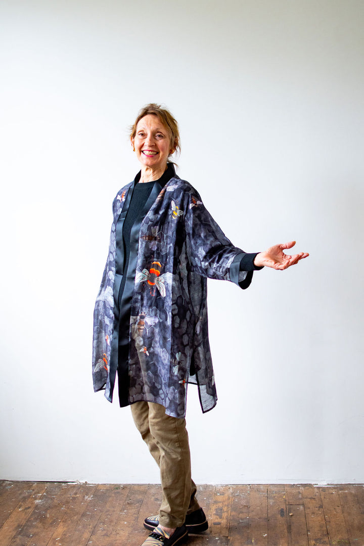 D-166K SWEETER THAN HONEY FROM THE HONEYCOMB SILK LINEN KIMONO