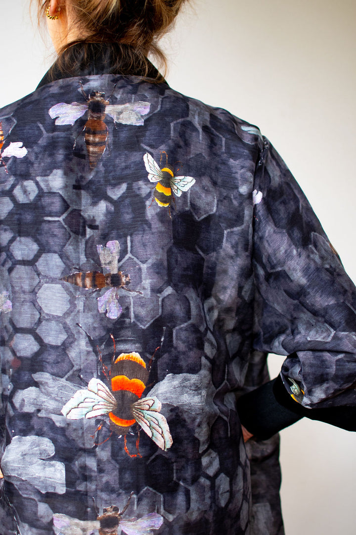 D-166K SWEETER THAN HONEY FROM THE HONEYCOMB SILK LINEN KIMONO
