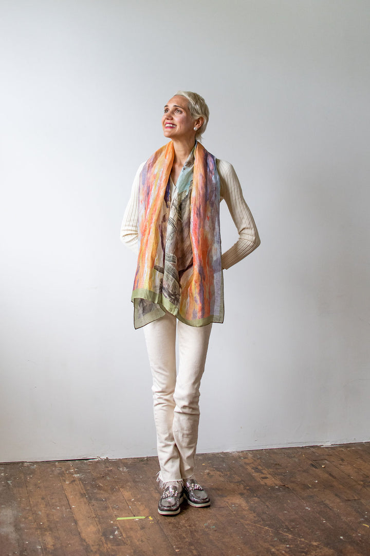 D-382SL STREAMS IN THE DESERT SILK LINEN SCARF